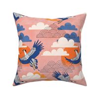 Bold Oriental Style Secretary Birds - Paradise Palette - Small Scale