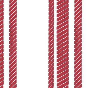 Red stripe ticking on white