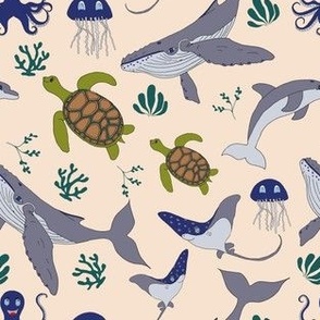 Whales, Dolphins, Turtles Sand - Medium