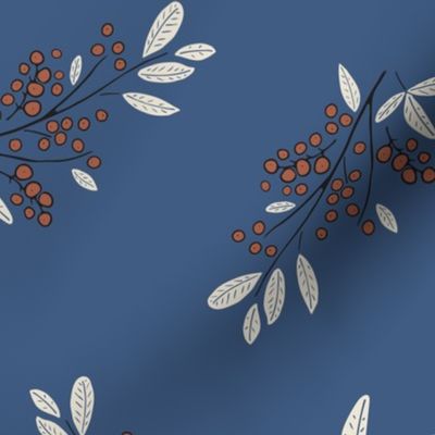 amaro berries and panna cotta leaves on blue ridge