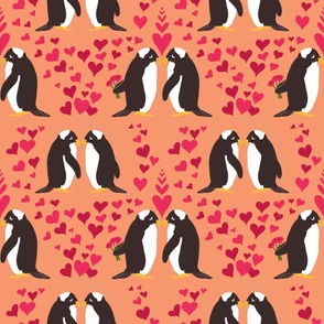 Penguin Pair on Orange