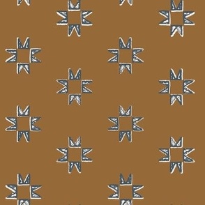 Quilt Star in Brown, Sawtooth Star, Vintage, Geometric, Western, Rustic