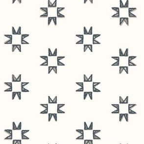 Quilt Star in Ivory and Navy, Sawtooth Star, Star, Vintage, Cottage Core, Rustic