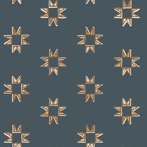 Quilt Star in Navy, Geometric, Sawtooth Star, Brown, Vintage, Cottage Core
