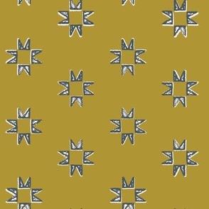 Quilt Star in Green Gold, Sawtooth Star, Star, Cottage Core, Vintage