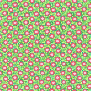 Climbing Flowers V7: Modern Abstract Ditsy Colorful Flower Power in Pink, Green & Yellow - Small
