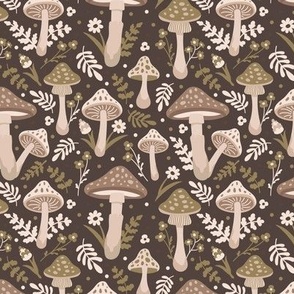 Mushrooms. Brown pattern. Small scale