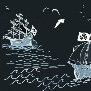 bateaux pour petits pirates en bleu nuit