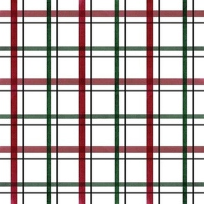 8" Winter Christmas Watercolor Plaid in Red and Green by Audrey Jeanne
