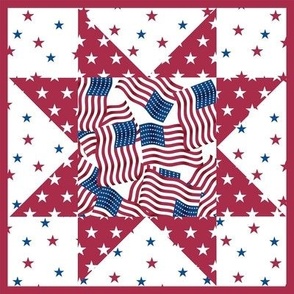 US Flag Quilt Block Medium 8"