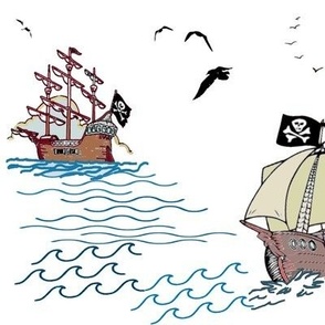 bateaux pour petits pirates sur fond blanc 