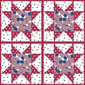 US Flag Quilt Block Small 4"