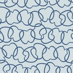 Tangled Apple, blue on eggshell (Medium) – linear abstract fruit  – harvest table