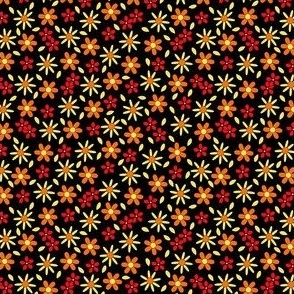 Fall Flowers Black Small 4"