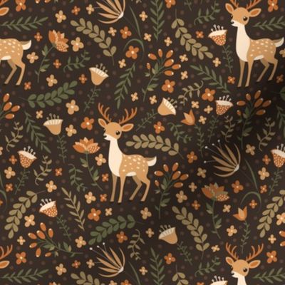 Cute deer. Brown pattern