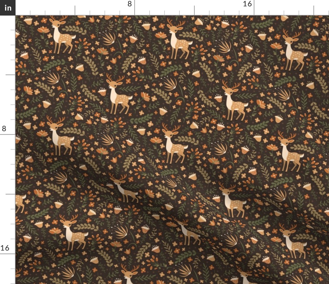 Cute deer. Brown pattern