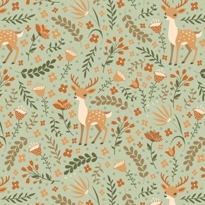 Cute deer. Mint pattern