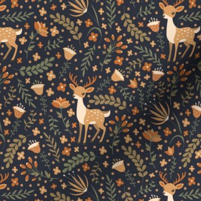 Cute deer. Blue pattern