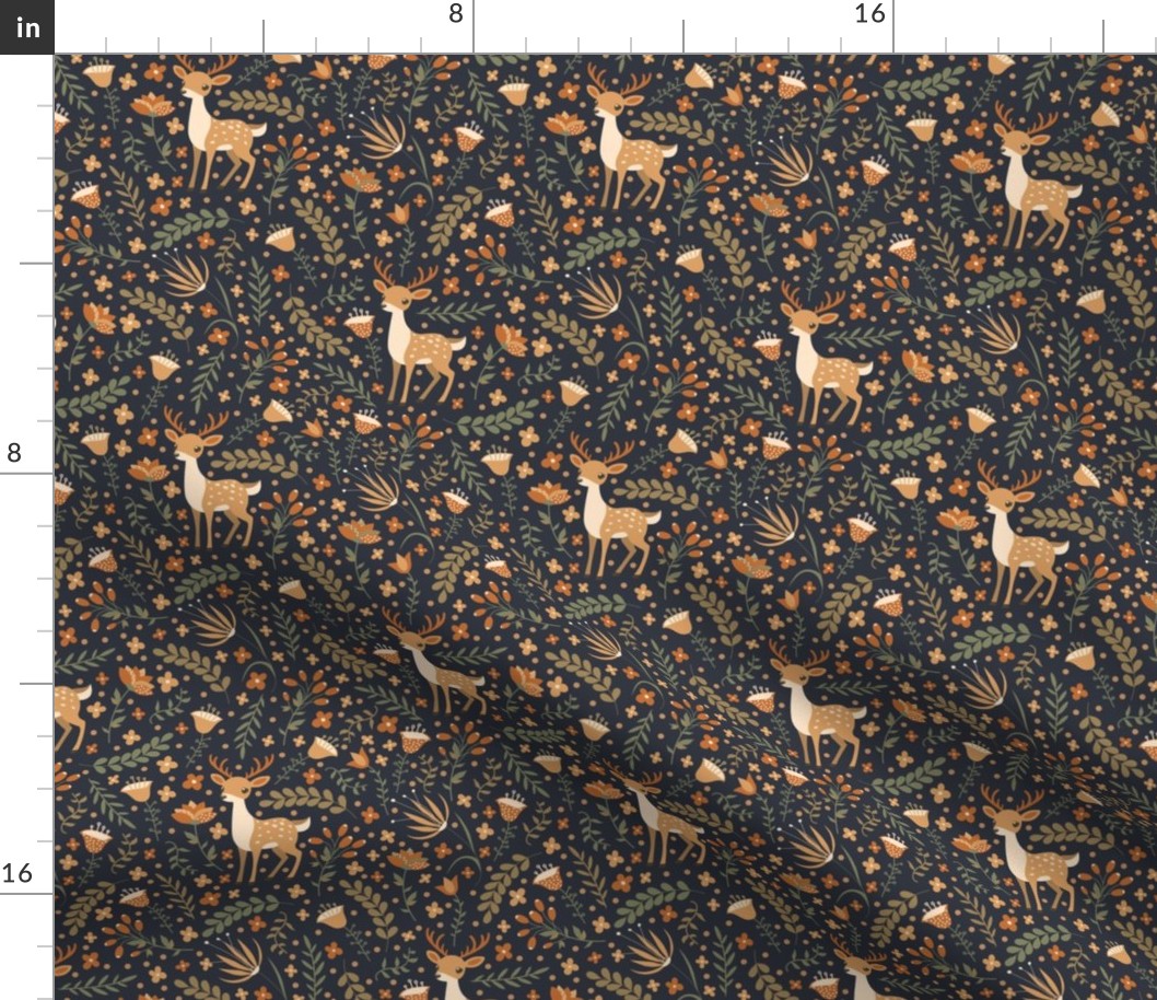 Cute deer. Blue pattern