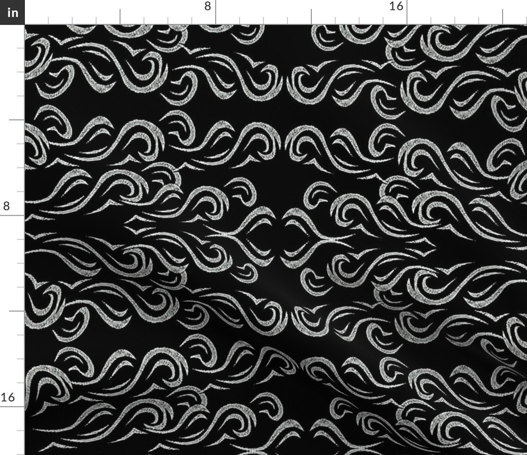 vagues en symétrie gris sur fond noir