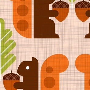 squirrels with acorns and leaves wallpaper scale