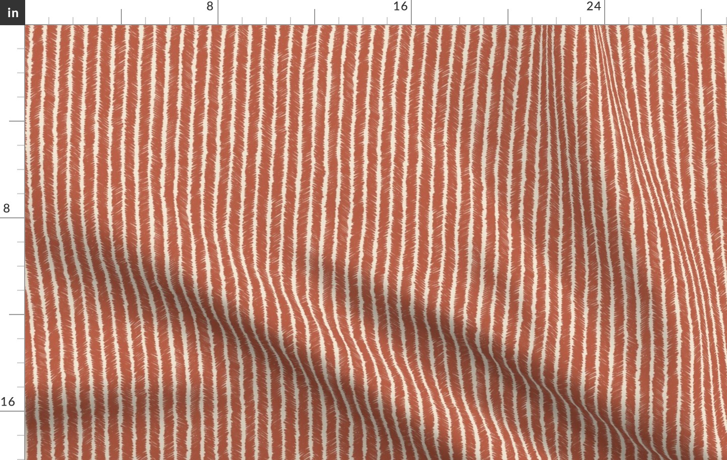 Hand drawn irregular stripes with amaro and panna cotta glaze colors of East Fork Pottery - 2 stripes/inch