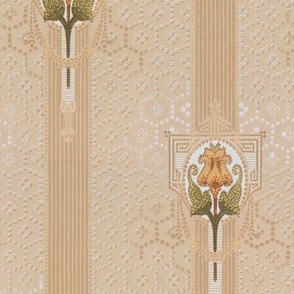 Art Nouveau rose stripes with honeycomb dots 