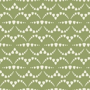 Triangle Curves_Cream on Olive Green