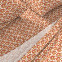 floral pattern, orange-red and ocher, mini 