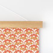 floral pattern, orange-red and ocher, mini 
