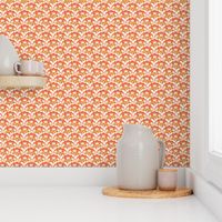 floral pattern, orange-red and ocher, mini 