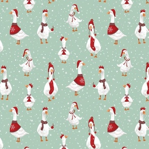 Christmas Geese (Teal)