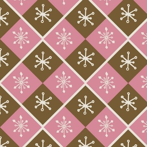 Rhombuses and snowflakes- Blush, olive and off white 