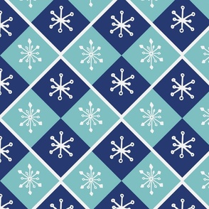 Rhombuses and snowflakes - Blue, light blue and white