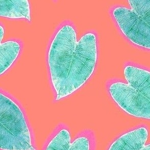 Summer Taro Leaves // Coral, Pink, and Teal