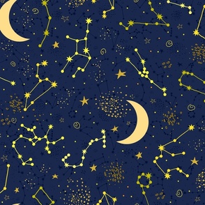 Starry Night Sky (Celestial Blue large scale)