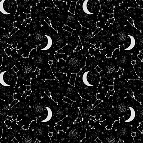 Starry Night Sky (Black and White) 
