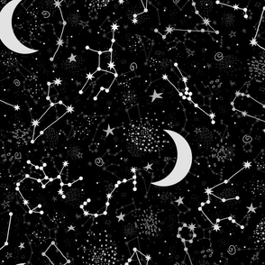 Starry Night Sky (Black and White large scale) 