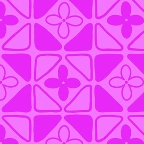 Hyper Pink flower tile pattern | Medium Scale | 7 inch repeat