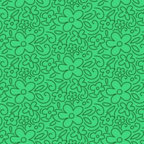 Green monochrome floral design 