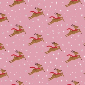 Cute Flying Reindeers (Pink)