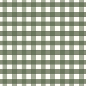 1 inch Large Green gingham check - Soft Cactus green cottagecore country plaid - perfect for wallpaper bedding tablecloth 