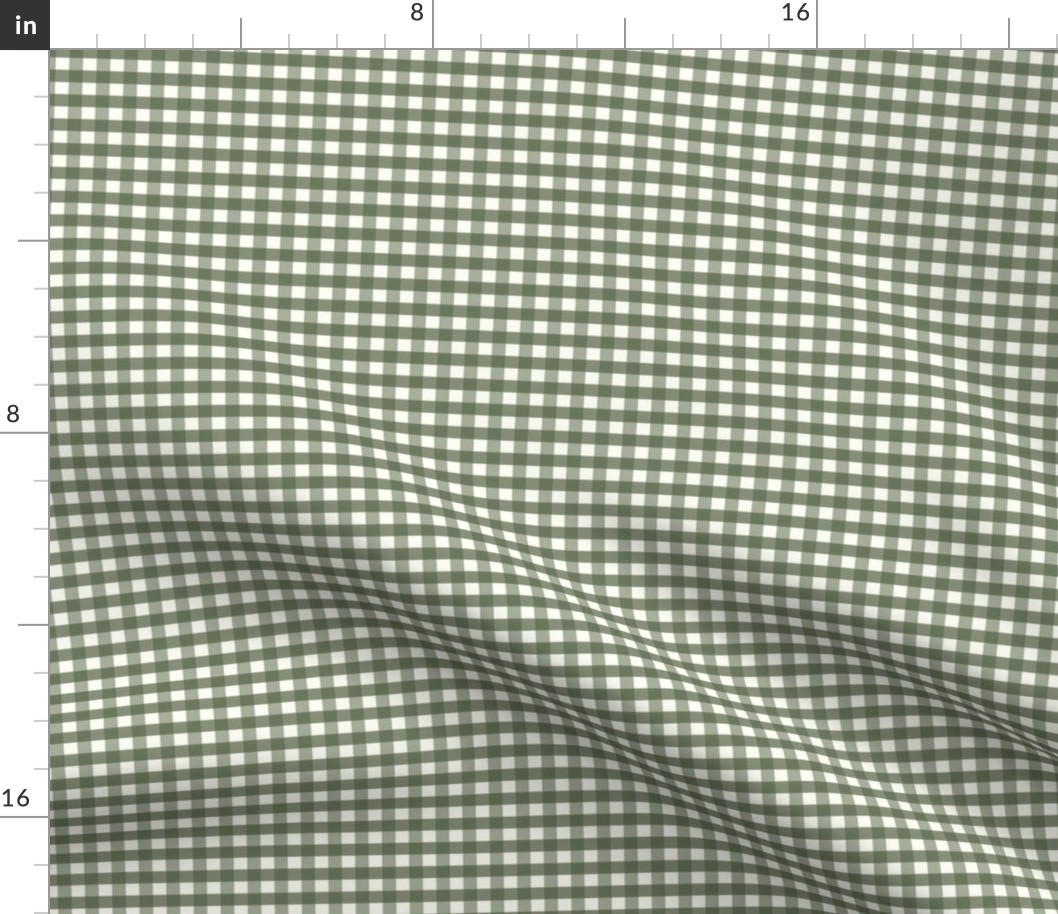 1/4 inch Small Green gingham check - Soft Cactus green cottagecore country plaid - perfect for wallpaper bedding tablecloth 