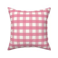 1 inch Large pink gingham check - Bubblegum pink cottagecore country plaid - perfect for wallpaper bedding tablecloth 