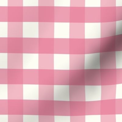 1 inch Large pink gingham check - Bubblegum pink cottagecore country plaid - perfect for wallpaper bedding tablecloth 
