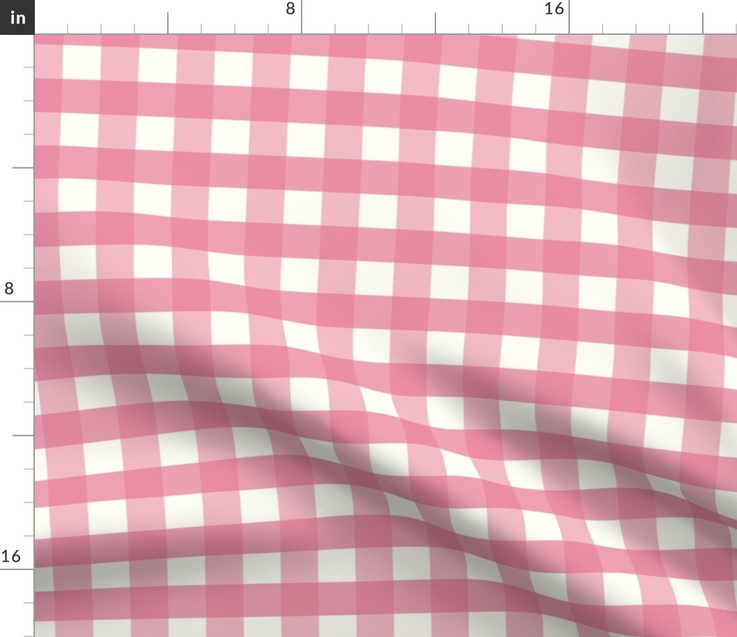 1 inch Large pink gingham check - Bubblegum pink cottagecore country plaid - perfect for wallpaper bedding tablecloth 