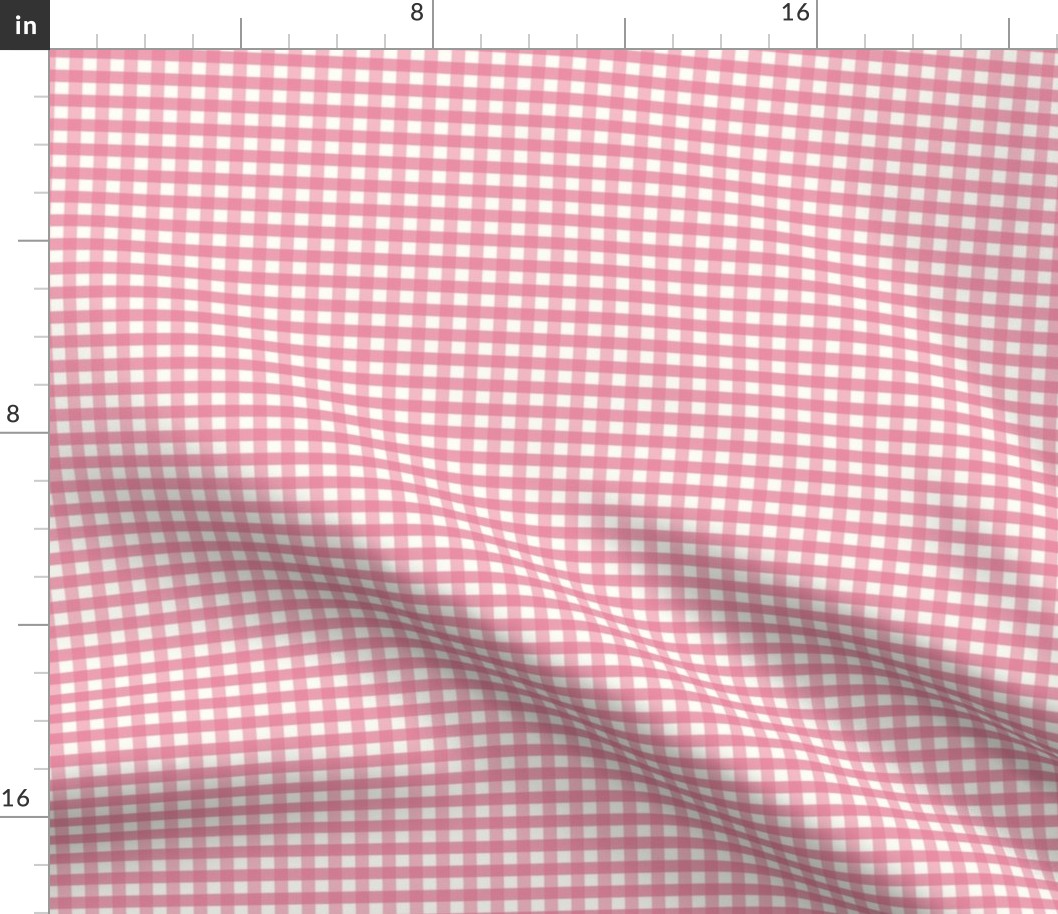 1/4 inch small pink gingham check - Bubblegum pink cottagecore country plaid - perfect for wallpaper bedding tablecloth 