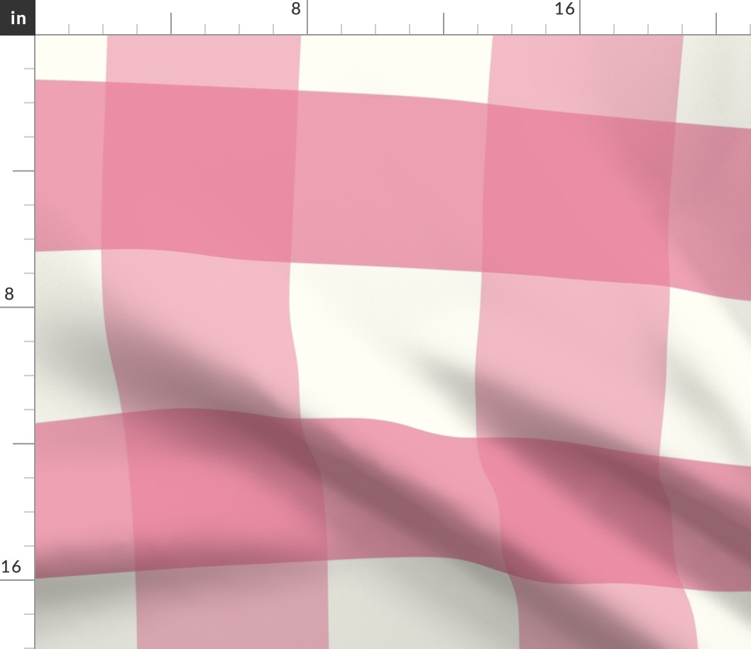5 inch Huge pink gingham check - Bubblegum pink cottagecore country plaid - perfect for wallpaper bedding tablecloth CC