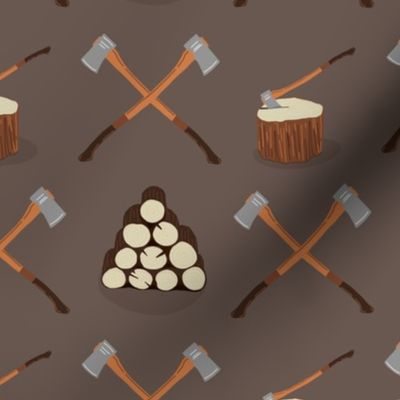 Chopping Wood and Axes on Cocoa Brown