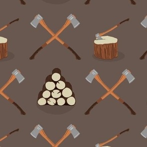 Chopping Wood and Axes on Cocoa Brown